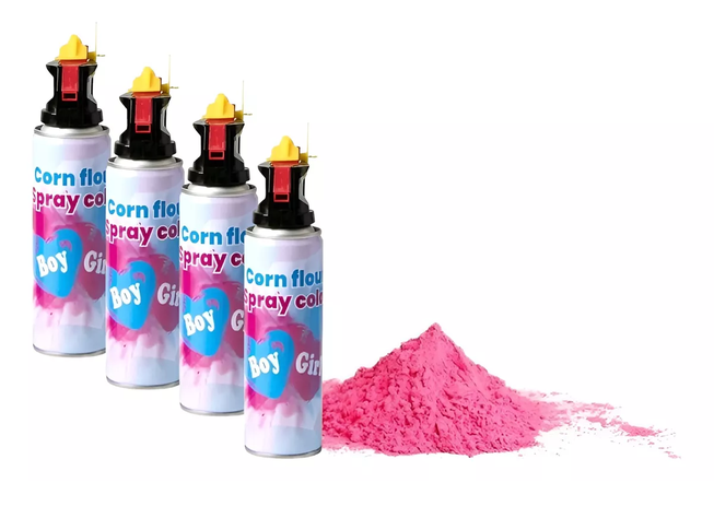 Set 4 Extintor Humo Revelacion De Genero Cañon Spray Color-0