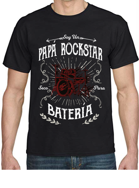 POLERA DIA DEL PAPA " SOY UN PAPA ROCKSTAR, SECO PARA LA BATERIA"-0