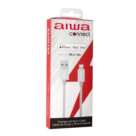 Cable Usb Lightning 1.5m Mfi Aiwa Silver-1