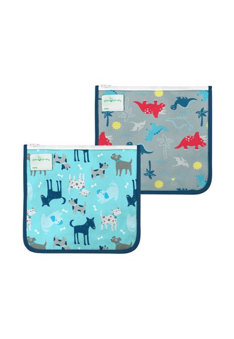 Pack de 2 Bolsas Reusable Colacion / Snack Celeste Perro-0