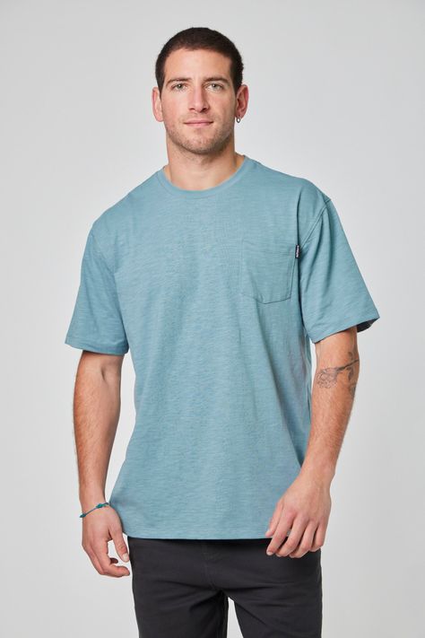 Polera MC Bolsillo Celeste-0