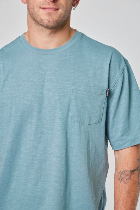 Polera MC Bolsillo Celeste-1