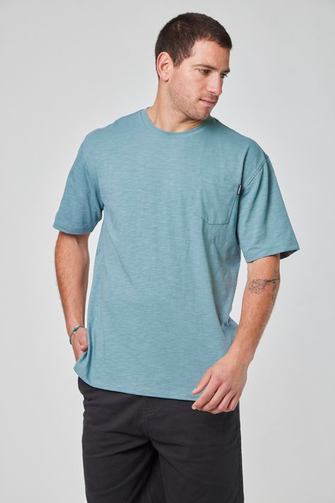 Polera MC Bolsillo Celeste-2