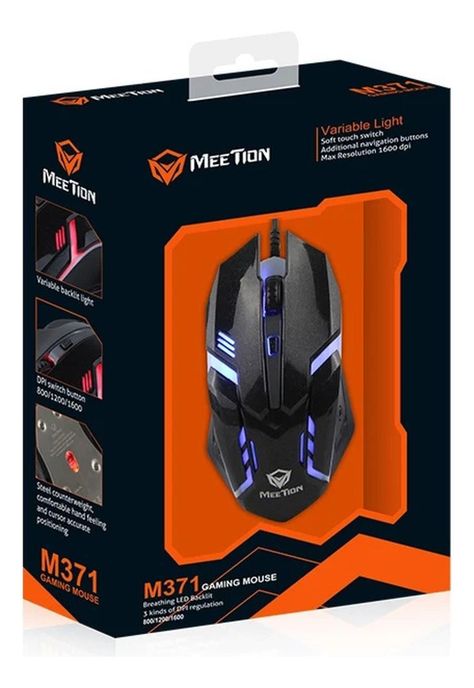 Mouse Gamer Meetion M371 Windows Optico Rgb Color Negro-4
