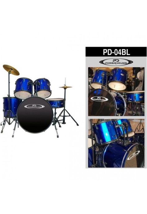 Set de batería Powerdrums PD-04 12 13 16 pulgadas azul-0