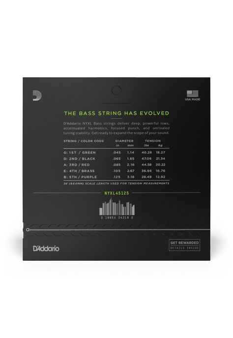 Set cuerdas para bajo 5 cuerdas D'addario NYXL45125 45-125-1