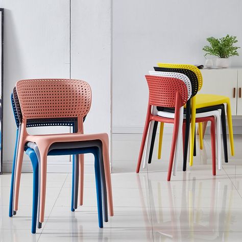 Silla de Escritorio Apilable Roja-2