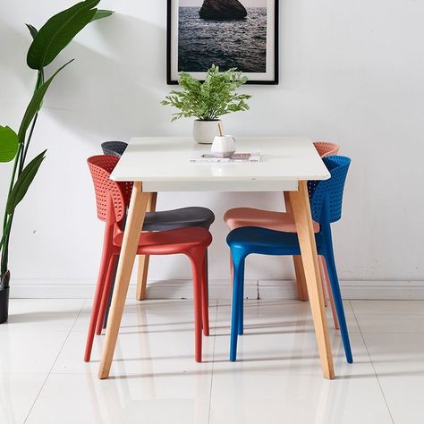 Silla de Escritorio Apilable Roja-3
