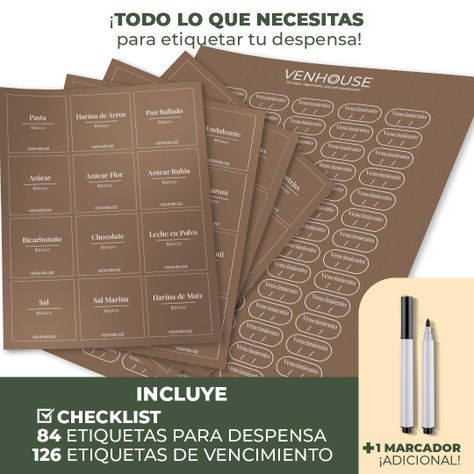 3 Contenedor Hermético Despensa Vidrio Bambú 2200ml Etiqueta Marron-2