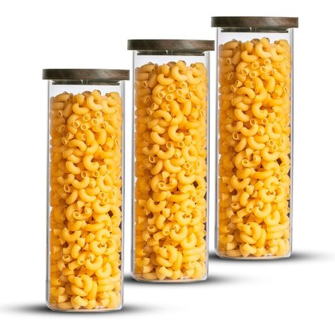 Pack 3 Contenedor Tarro Hermético Vidrio Tapa Acacia 2200ml-0