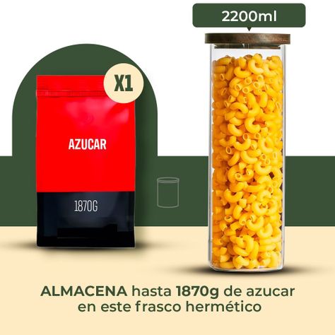 Pack 3 Contenedor Tarro Hermético Vidrio Tapa Acacia 2200ml-1