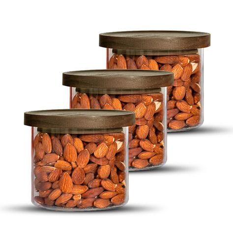 Pack 3 Frasco Contenedor Tarro Hermético Vidrio Acacia 500ml-0