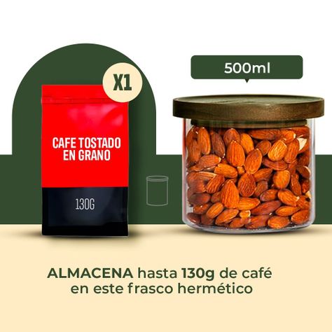 Pack 3 Frasco Contenedor Tarro Hermético Vidrio Acacia 500ml-1