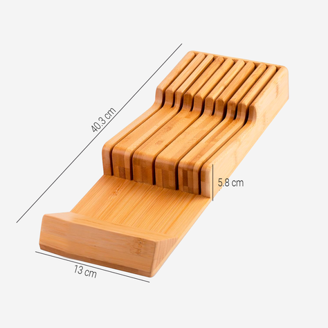Soporte de cuchillos organizador cajones de cocina de bambú-2