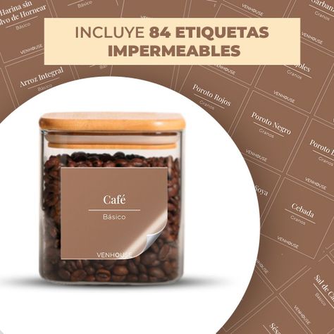 Set 4 Contenedores Herméticos Marrón Claro Vidrio Cocina Despensa Bambú-1