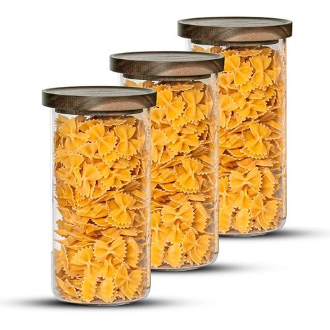Pack 3 Contenedor Tarro Hermético Vidrio Tapa Acacia 1400ml-0