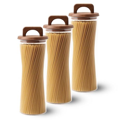 Pack 3 Contenedores Herméticos Vidrio Tapa Asa Acacia 2200ml-0