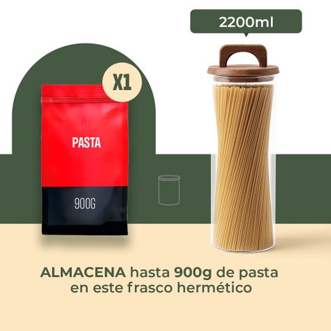 Pack 3 Contenedores Herméticos Vidrio Tapa Asa Acacia 2200ml-2