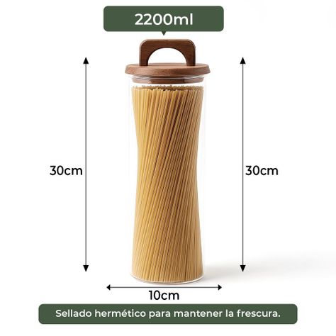 Pack 3 Contenedores Herméticos Vidrio Tapa Asa Acacia 2200ml-3