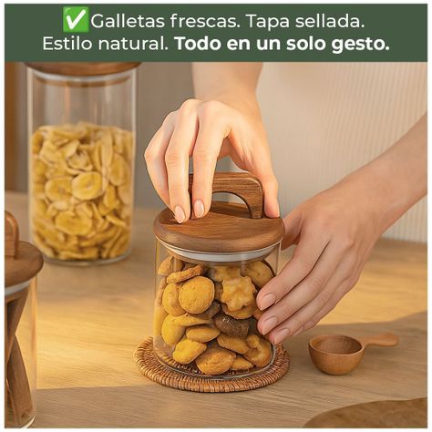 Pack 3 Contenedores Herméticos Vidrio Tapa Asa Acacia 2200ml-7