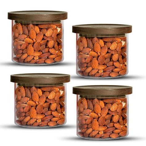 Pack 4 Frasco Contenedor Tarro Hermético Vidrio Acacia 500ml-0