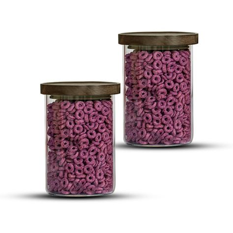 Pack 2 Frasco Contenedor Tarro Hermético Vidrio Acacia 800ml-0