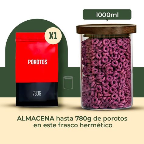 Pack 4 Contenedor Tarro Hermético Vidrio Tapa Acacia 1000ml-1
