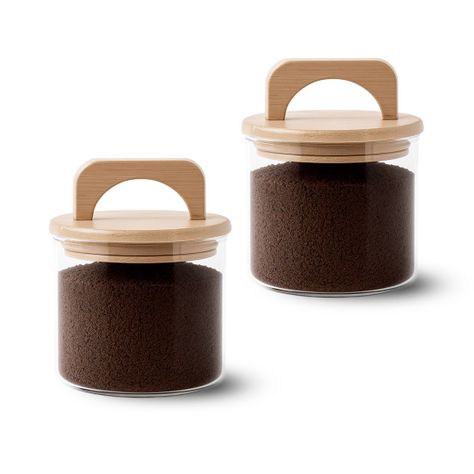 Pack 2 Contenedores Herméticos Vidrio Tapa Asa Bambú 650ml-0