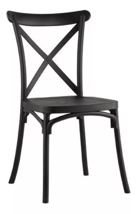 Pack 4 Sillas Crossback Para Comedor Apilables Polipropileno Negras-0