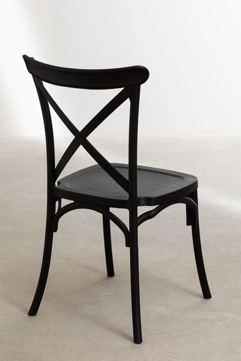 Pack 4 Sillas Crossback Para Comedor Apilables Polipropileno Negras-3