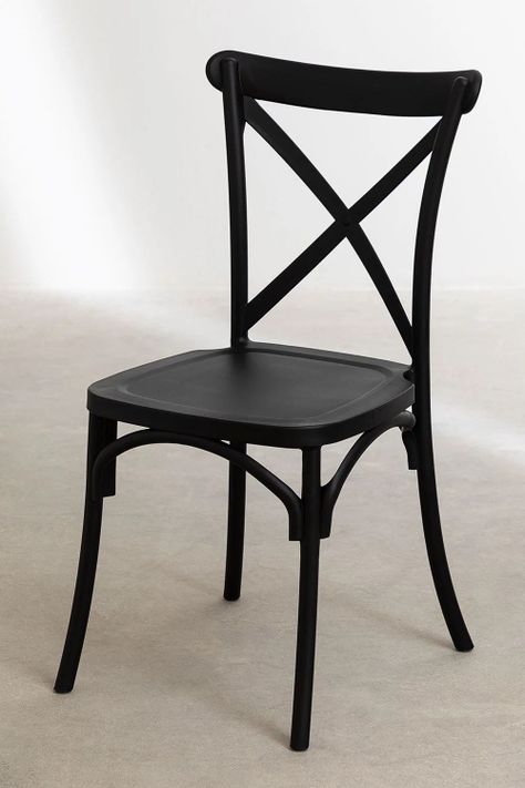 Pack 4 Sillas Crossback Para Comedor Apilables Polipropileno Negras-4