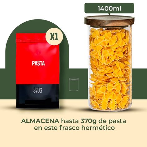 Pack 4 Contenedor Tarro Hermético Vidrio Tapa Acacia 1400ml-1
