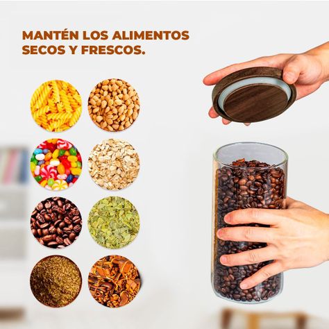 Pack 4 Contenedor Tarro Hermético Vidrio Tapa Acacia 1400ml-4