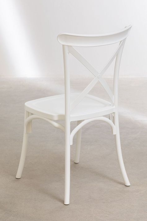 Silla Crossback Para Comedor Apilables  De Polipropileno Blanca-3