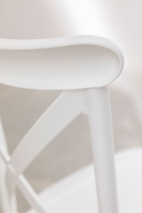 Silla Crossback Para Comedor Apilables  De Polipropileno Blanca-4