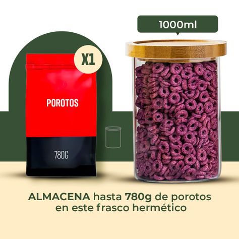 Pack 3 Frasco Contenedor Tarro Hermético Vidrio Bambú 1000ml-1