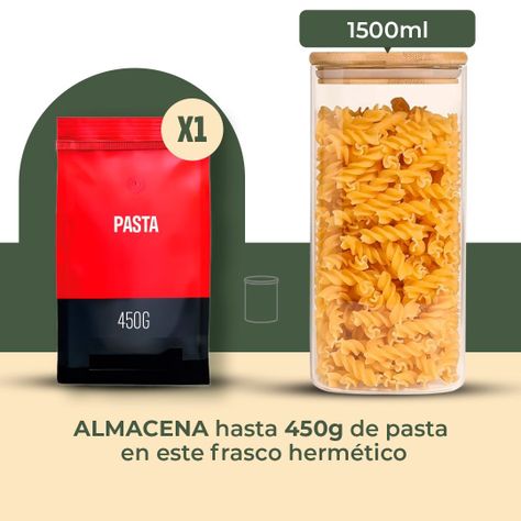 Pack 3 Contenedores Tarro Hermético Vidrio Tapa Bambú 1500ml-1