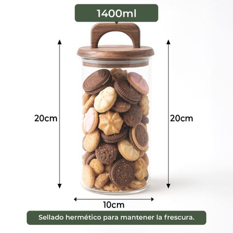 Pack 2 Contenedores Herméticos Vidrio Tapa Asa Acacia 1400ml-3