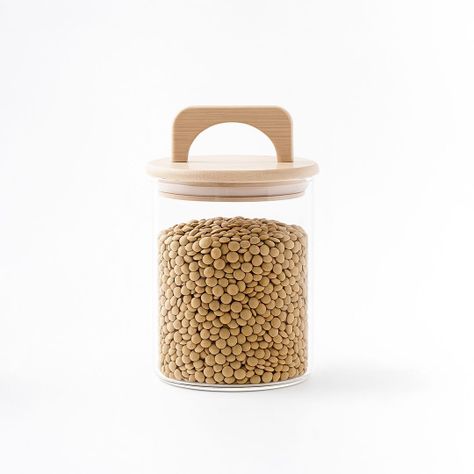 Frasco Contenedor Hermético Vidrio Tapa Asa Bambú 800ml-0