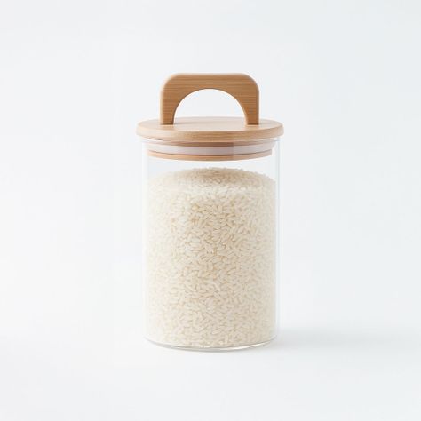 Frasco Contenedor Hermético Vidrio Tapa Asa Bambú 1000ml-0