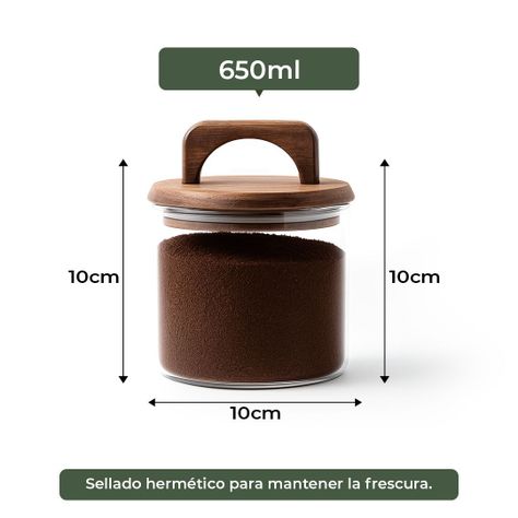 Pack 3 Contenedores Herméticos Vidrio Tapa Asa Acacia 650ml-3