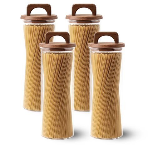 Pack 4 Contenedores Herméticos Vidrio Tapa Asa Acacia 2200ml-0