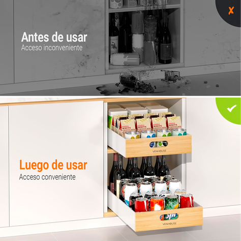 Pack 2 Organizadores Repisa Extraíble Cajones Despensa 35cm-3