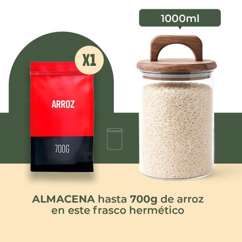 Pack 2 Contenedores Herméticos Vidrio Tapa Asa Acacia 1000ml-2