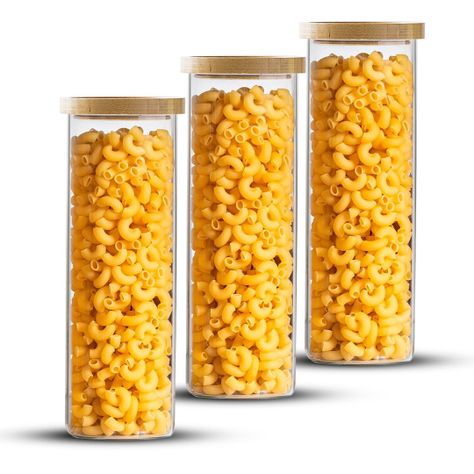 Pack 3 Contenedor Tarro Hermético Vidrio Tapa Bambú 2200ml-0