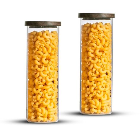 Pack 2 Contenedor Tarro Hermético Vidrio Tapa Acacia 2200ml-0