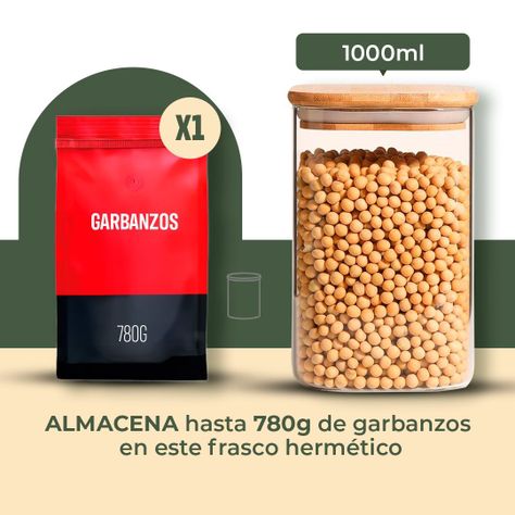 Pack 2 Contenedores Tarros Hermético Vidrio Tapa Bambú 1000ml-1