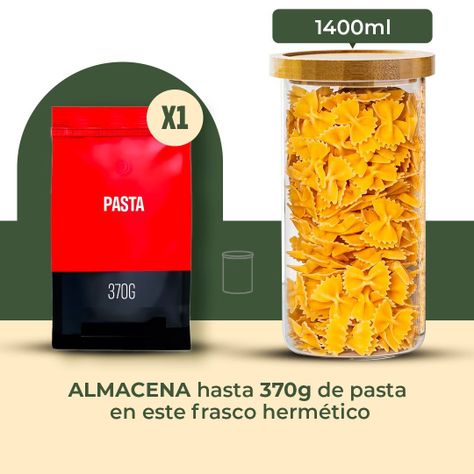 Pack 3 Contenedor Tarro Hermético Vidrio Tapa Bambú 1400ml-1