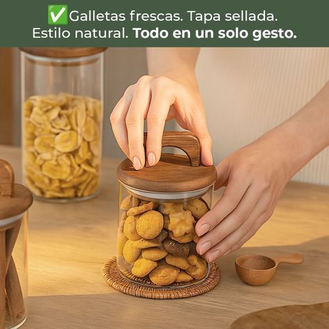 Pack 2 Contenedores Herméticos Vidrio Tapa Asa Acacia 650ml-7