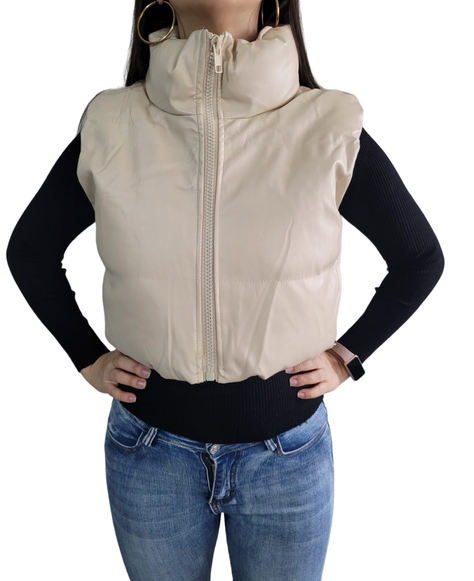 Chalecos de Cuerina Beige-0